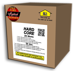 Hard CORE! - 25 Shots - Blue Tails burst to Multi-Color, Brocade Crown and Time Rain