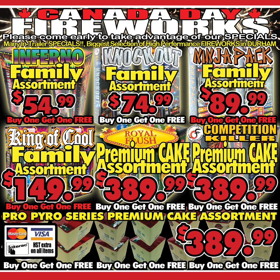 Canada Day 2018 Fireworks SPECIALS - Buy One Get One Free